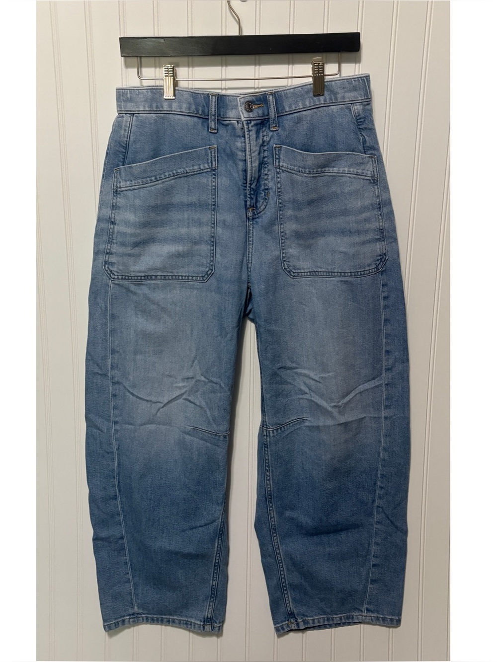 SPANX Super Smooth Authentic 360 Utility Barrel Jeans Womens Size Medium Petite
